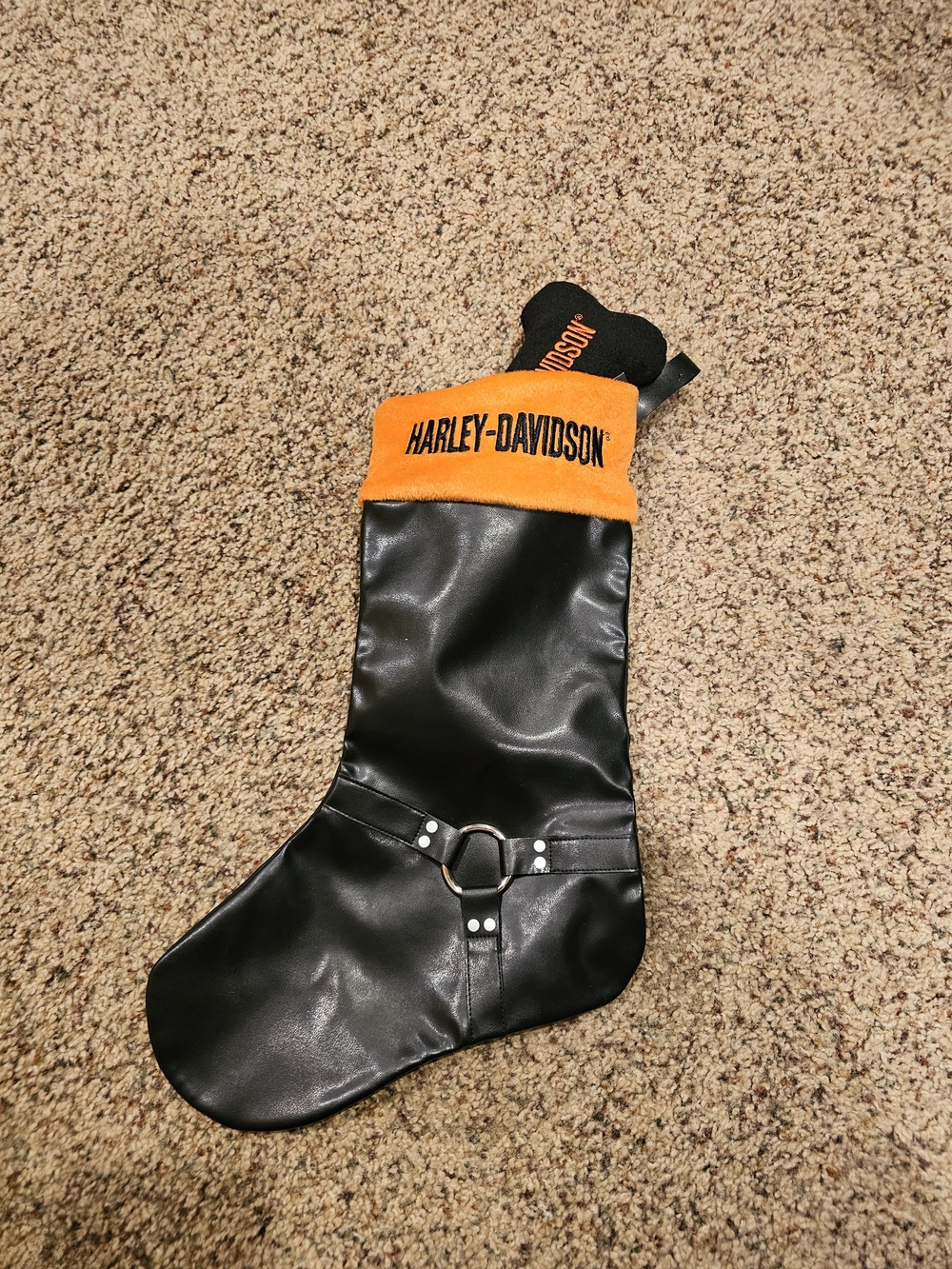 Harley-Davidson Christmas Stocking Pet Bone Faux Leather Motorcycles Dog